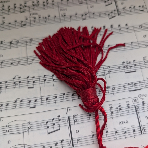 Silver Heart Cherub Ornaments with Red Tassels - Picture 5 of 8